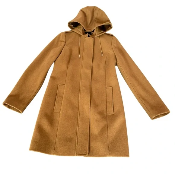 Express Women’s Camel Hooded Soft Wool-Blend Coat Size Small - Picture 5 of 15